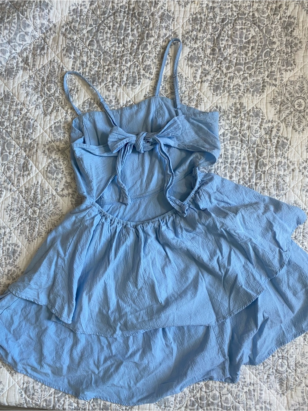 HALARA Light Blue Tiered Spaghetti-Strap 100% COTTON - Picture 3 of 4